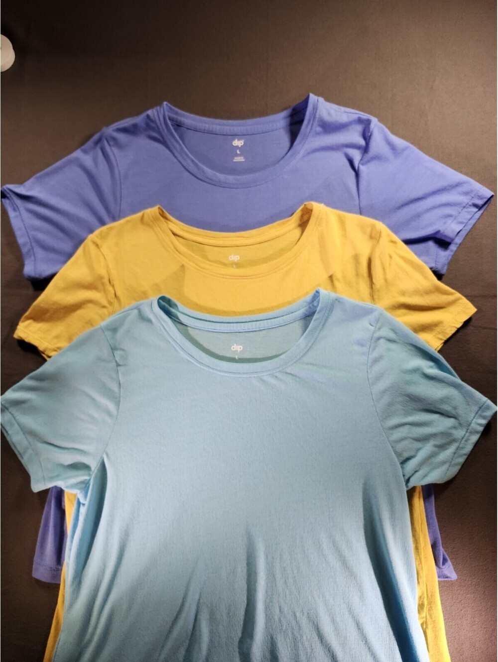 dip Women’s L 3-Pack Scoop Neck Sleepwear/Activewear Blue/Yellow/Lt Blue 0113